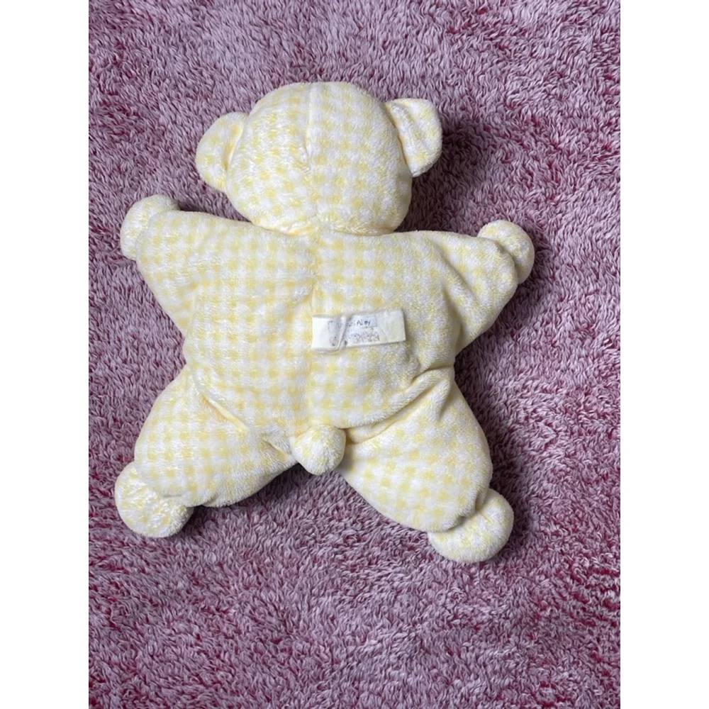 Vtg animal alley night night yellow gingham teddy bear stuffie lovie